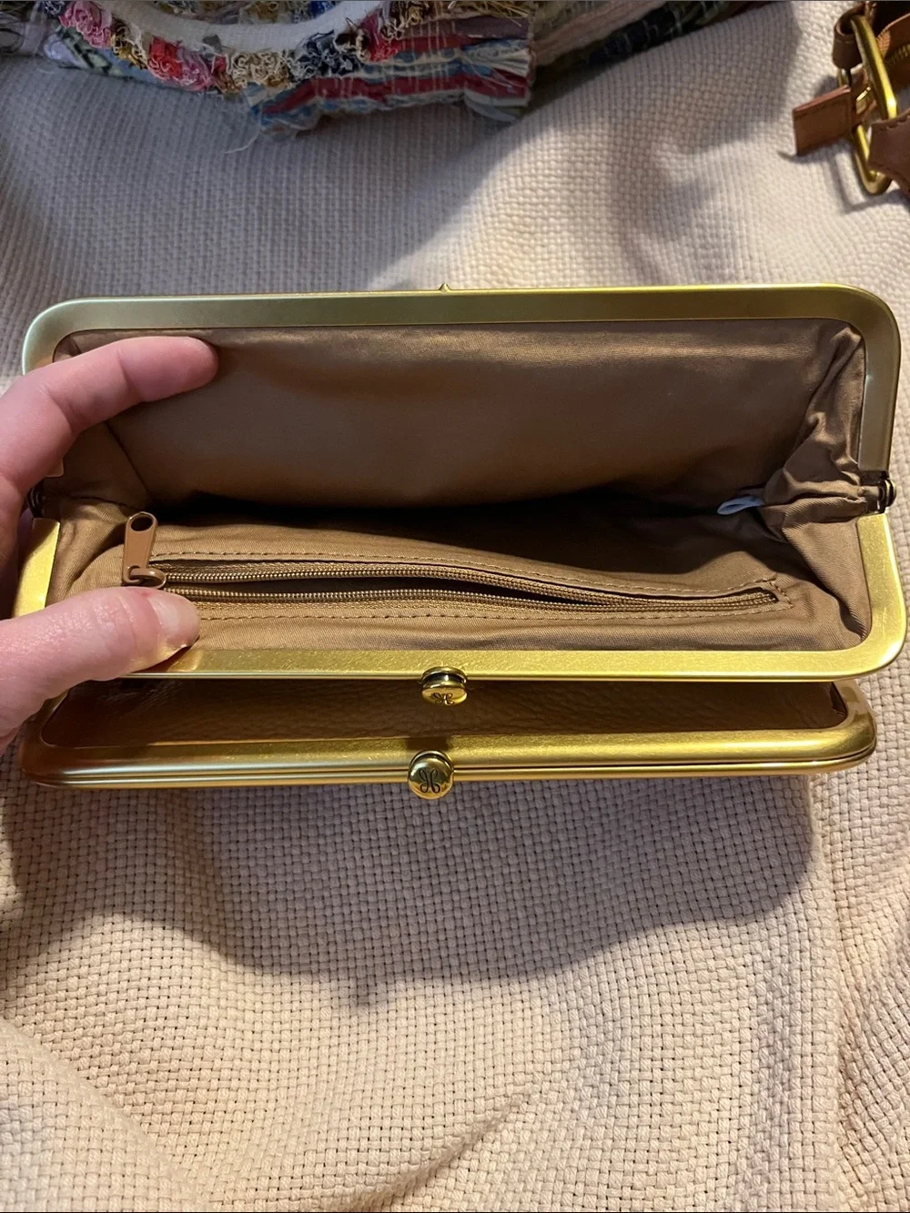 HOBO Leather Frame Clutch Wallet - Tan